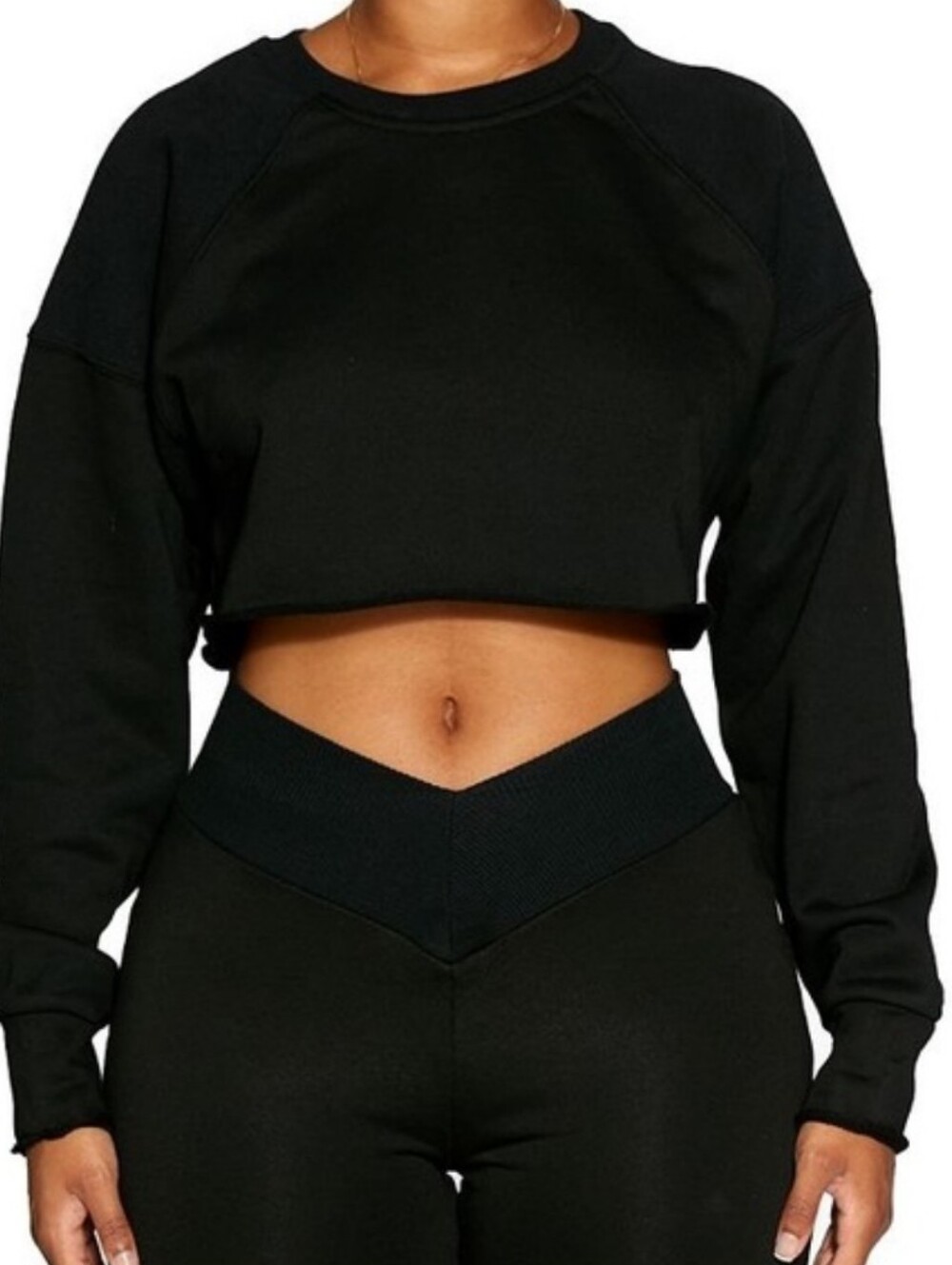 Naked Wardrobe NEW Black Cropped Fleece Pullover Sweatshirt Shrug Balletcore XS